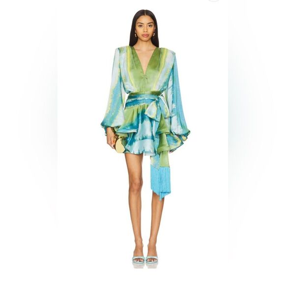 Bronx and Banco Green and Blue Mini Dress - Picture 1 of 16